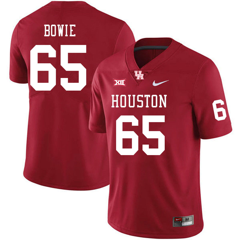 Men #65 Cayden Bowie Houston Cougars Big 12 XII College Football Jerseys Stitched-Red
